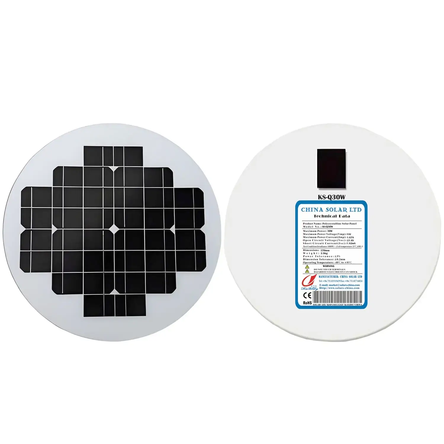 30W pannello solare rotondo