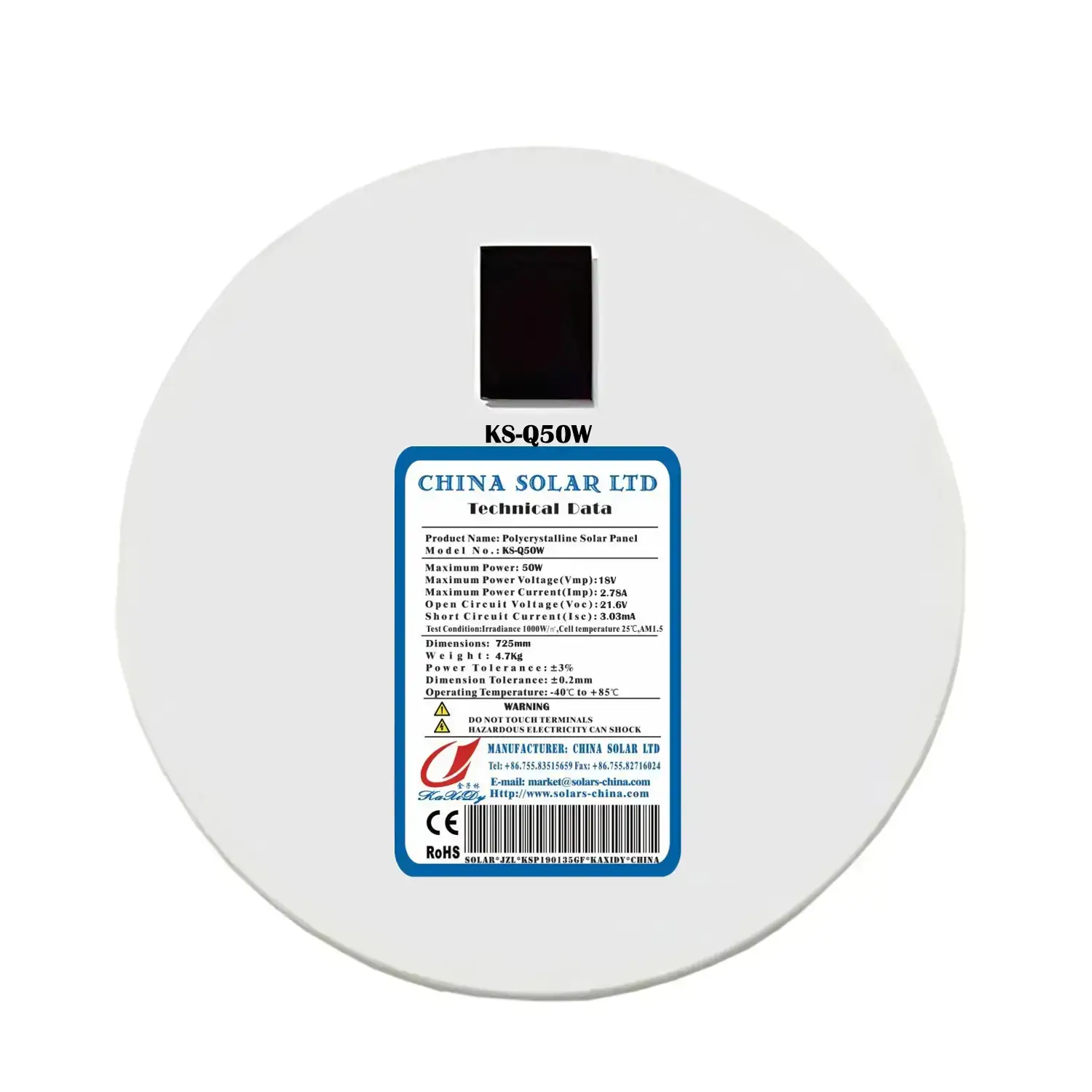50W pannello solare rotondo